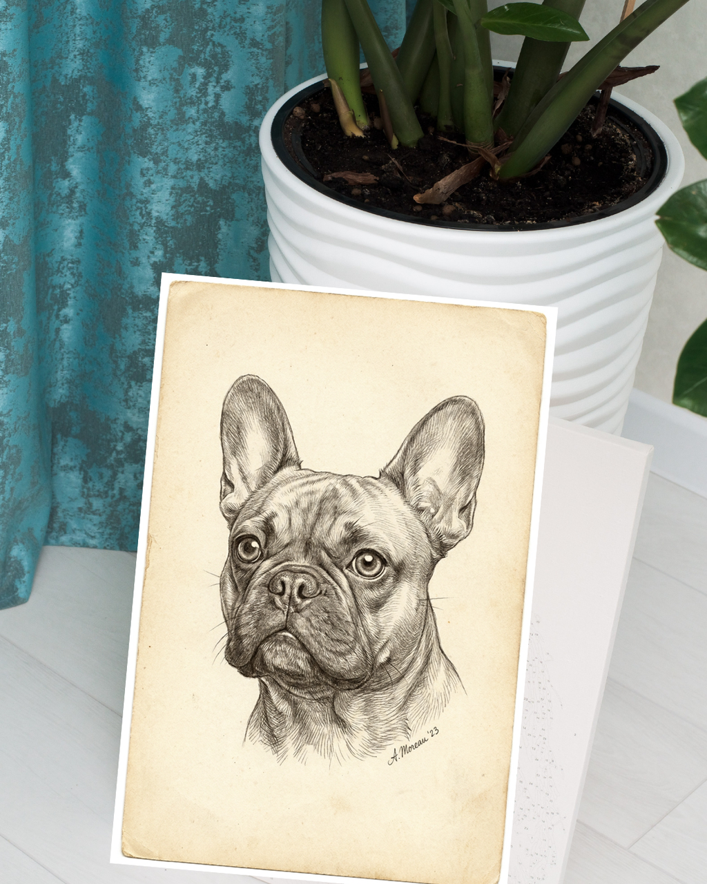 French Bulldog Pencil Portrait – Downloadable Wall Art