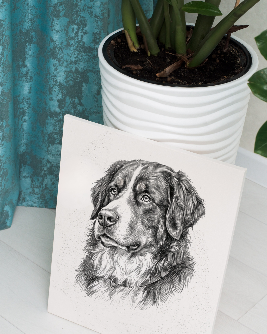 Bernese Mountain Dog Pencil Portrait – Downloadable Wall Art