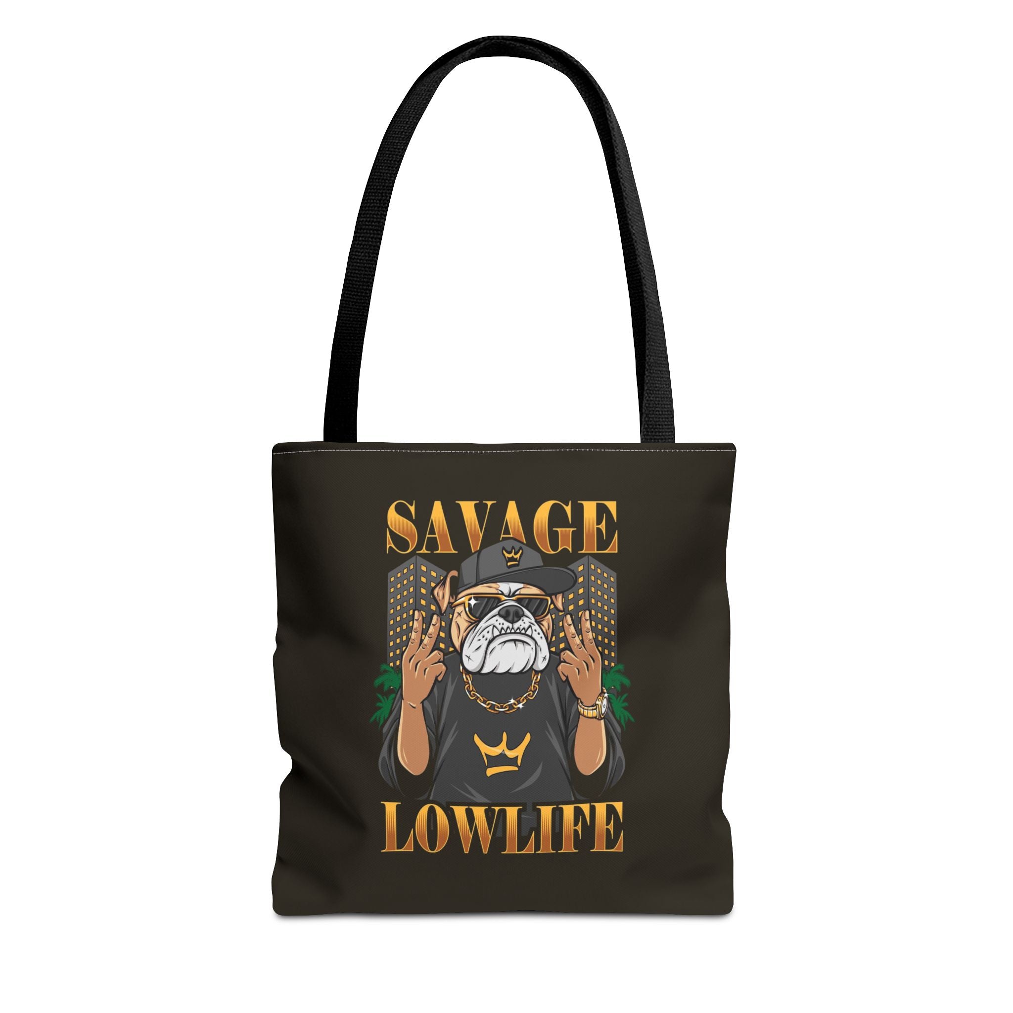 Savage Lowlife Graphic Tote Bag — Urban Bulldog Design, Streetwear Everyday Carry
