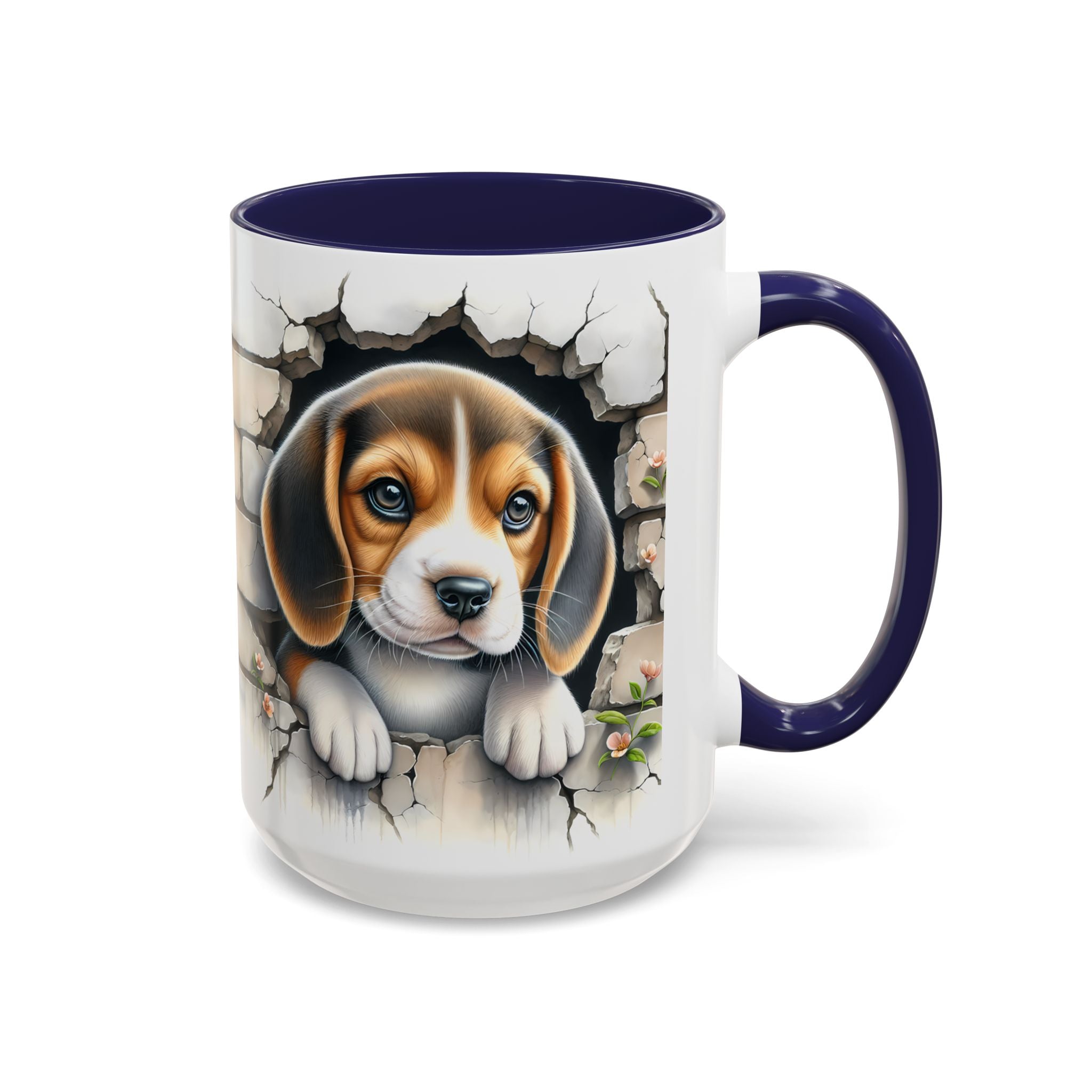 Beagle Puppy Peek Accent Coffee Mug – Cute Dog Gift (11/15 oz)