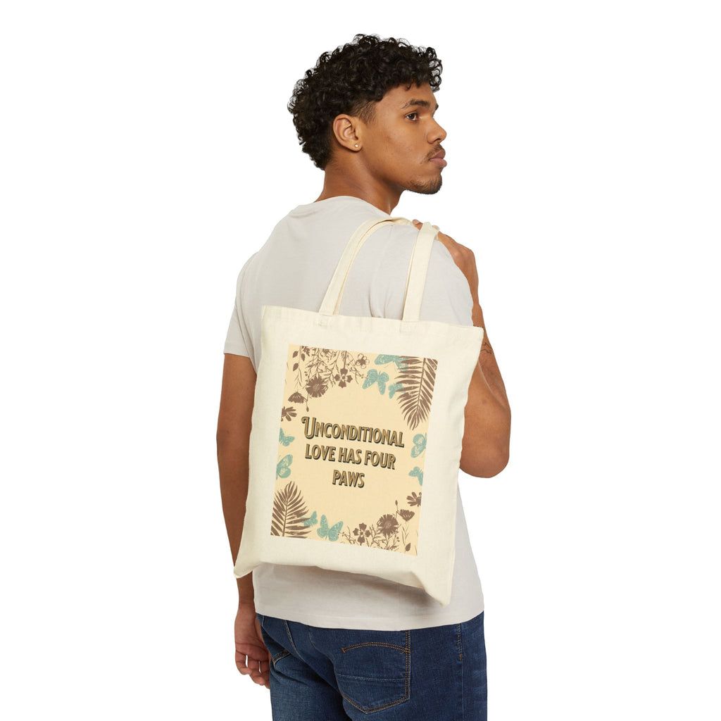 Tote Bag — "Unconditional Love Has Four Paws" Dog Portrait Canvas Tote