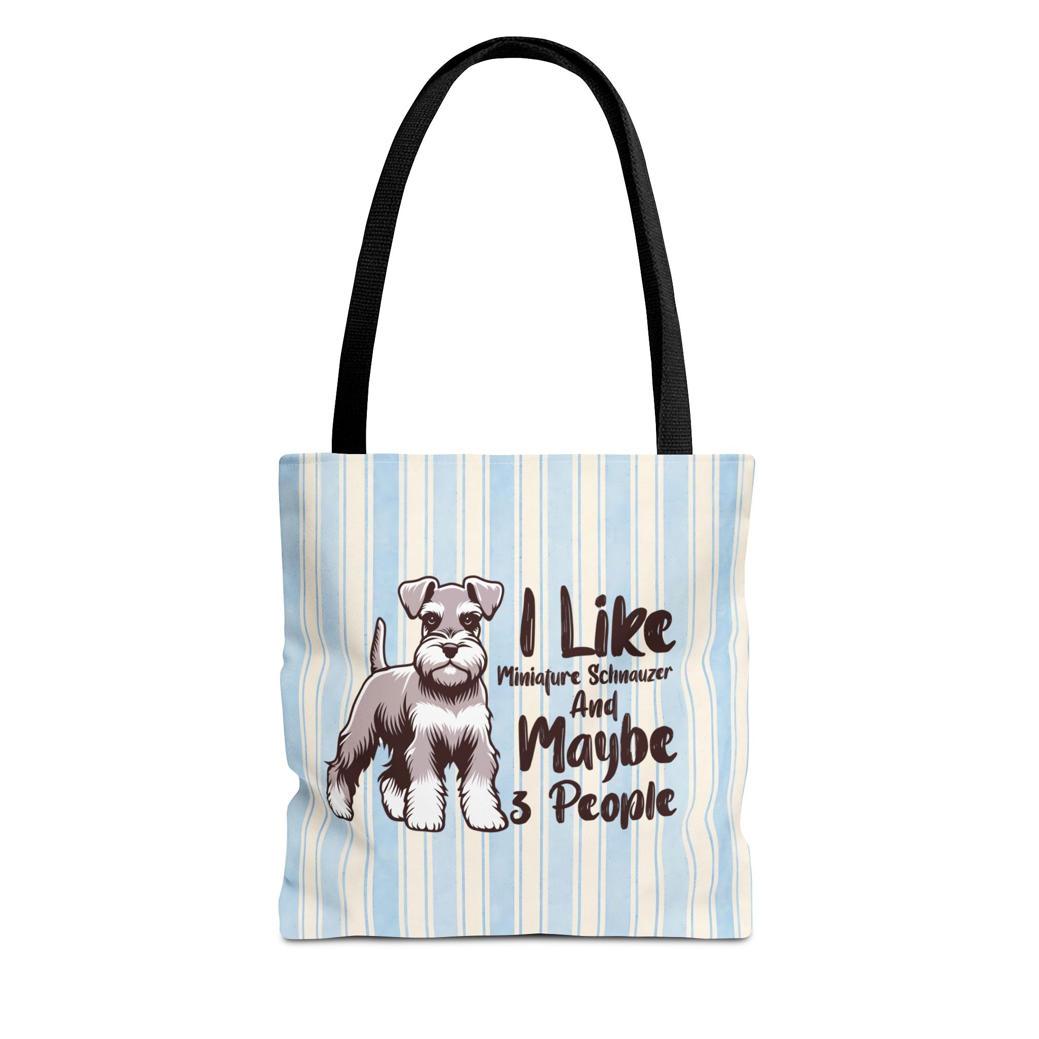 Miniature Schnauzer Tote Bag – "I Like Miniature Schnauzers and Maybe 3 People" Striped Canvas Tote