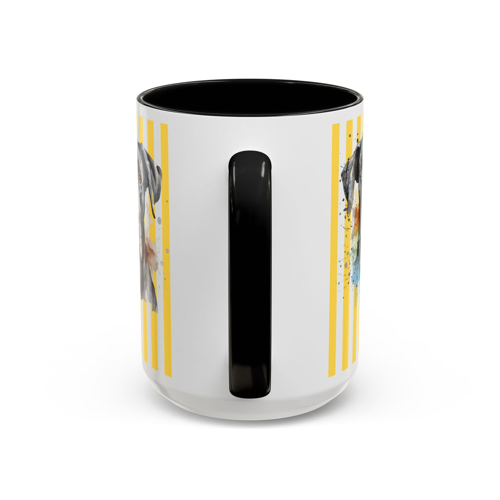 Personalised Dog Accent Coffee Mug — Yellow Striped Dog Lover Gift (11/15 oz)
