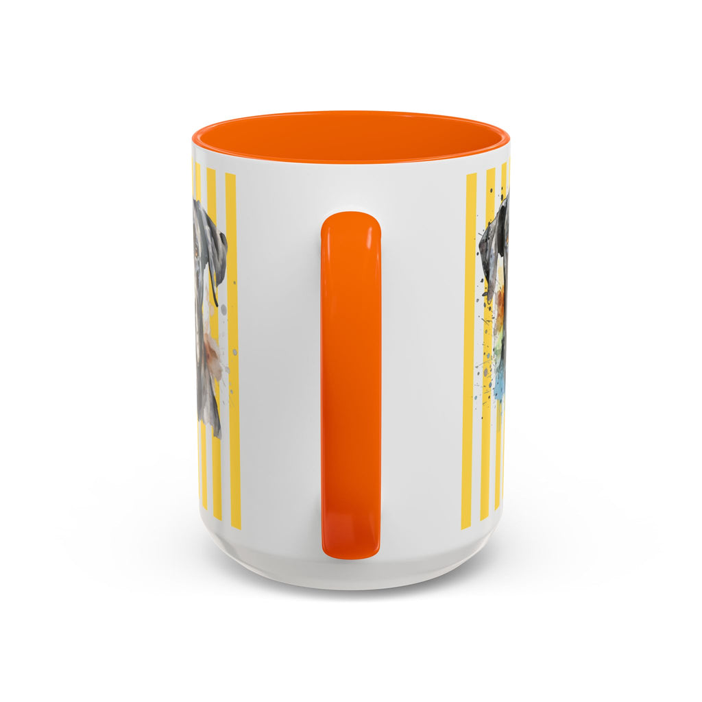 Personalised Dog Accent Coffee Mug — Yellow Striped Dog Lover Gift (11/15 oz)