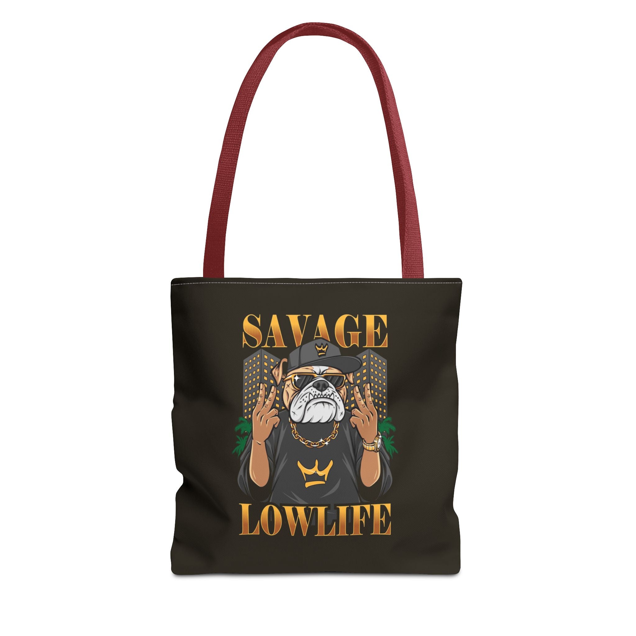 Savage Lowlife Graphic Tote Bag — Urban Bulldog Design, Streetwear Everyday Carry