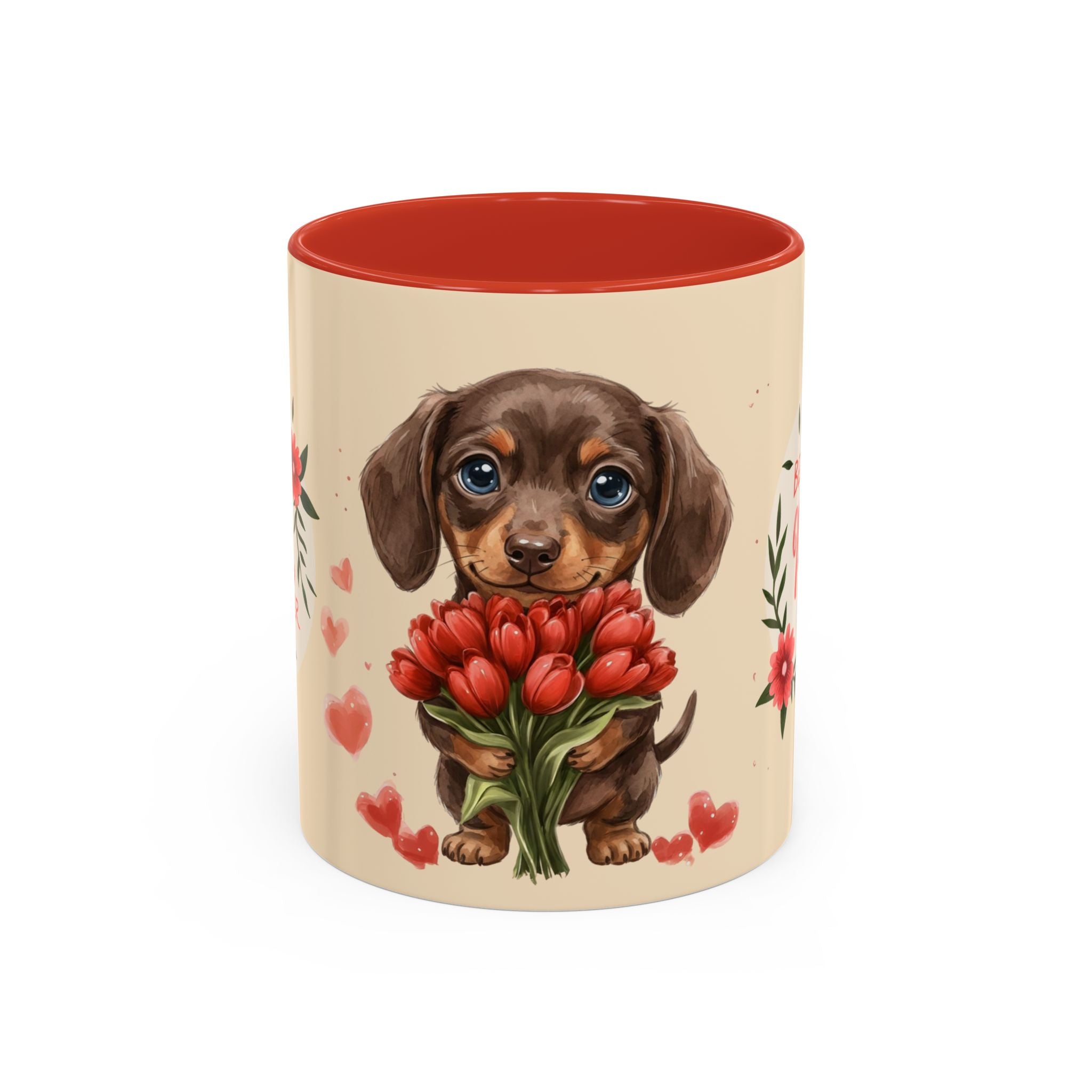 Best Mom Ever Coffee Mug — Cute Dachshund with Tulips