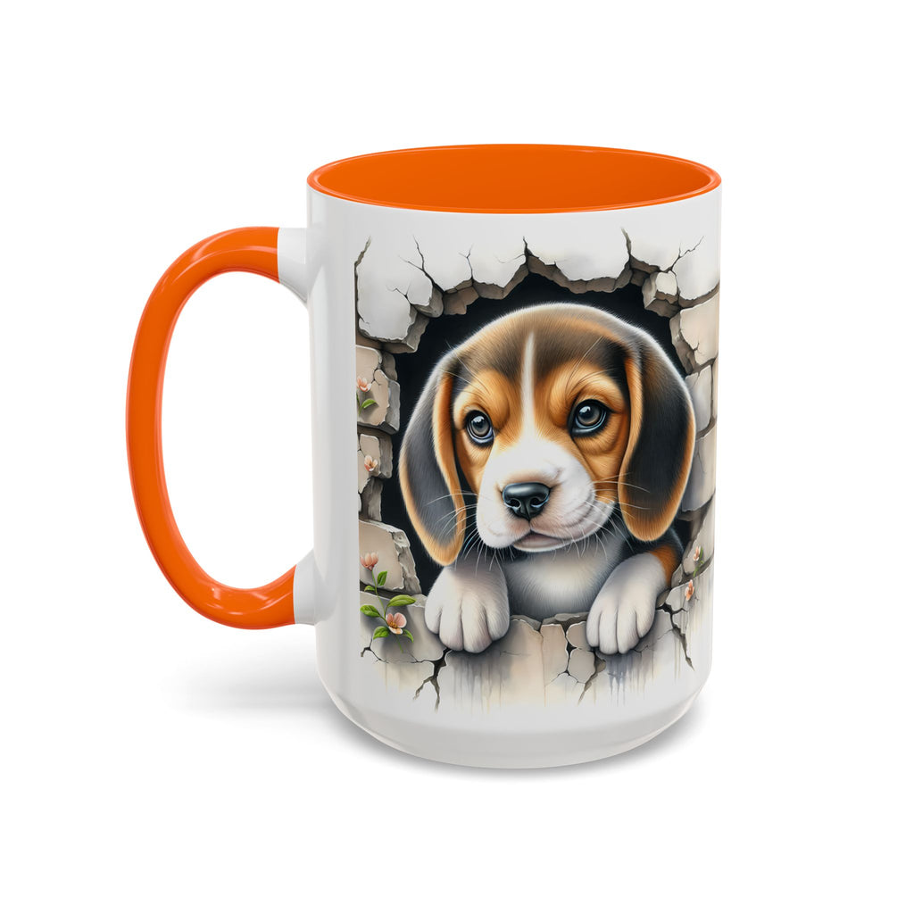 Beagle Puppy Peek Accent Coffee Mug – Cute Dog Gift (11/15 oz)