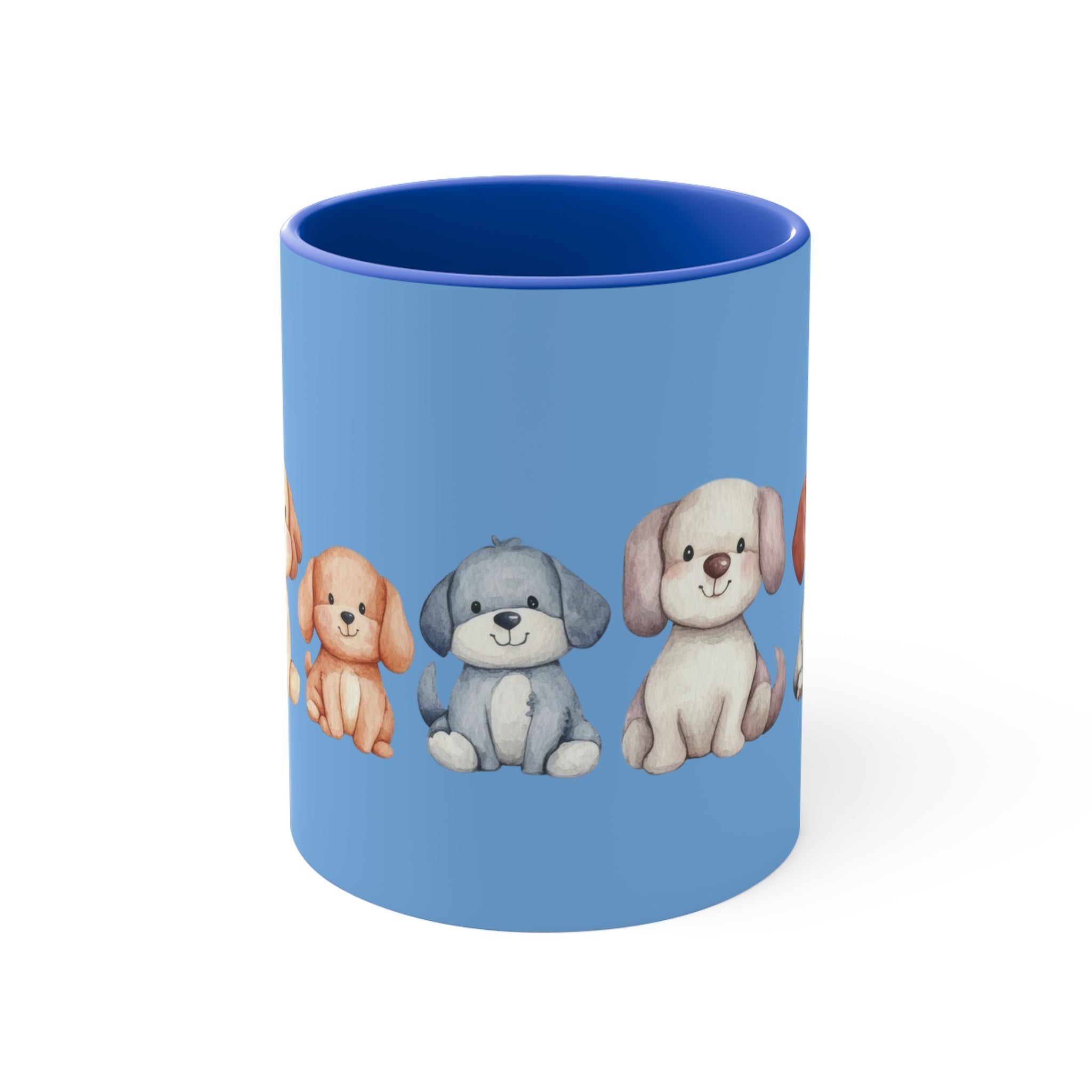 Cute Puppy Pattern Accent Mug — 11oz Colorful Dog Coffee Cup
