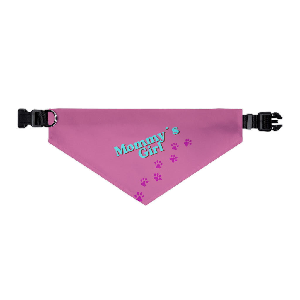 Dog Bandana Collar — "Mommy's Girl" Pink Paw-Print Pet Bandana
