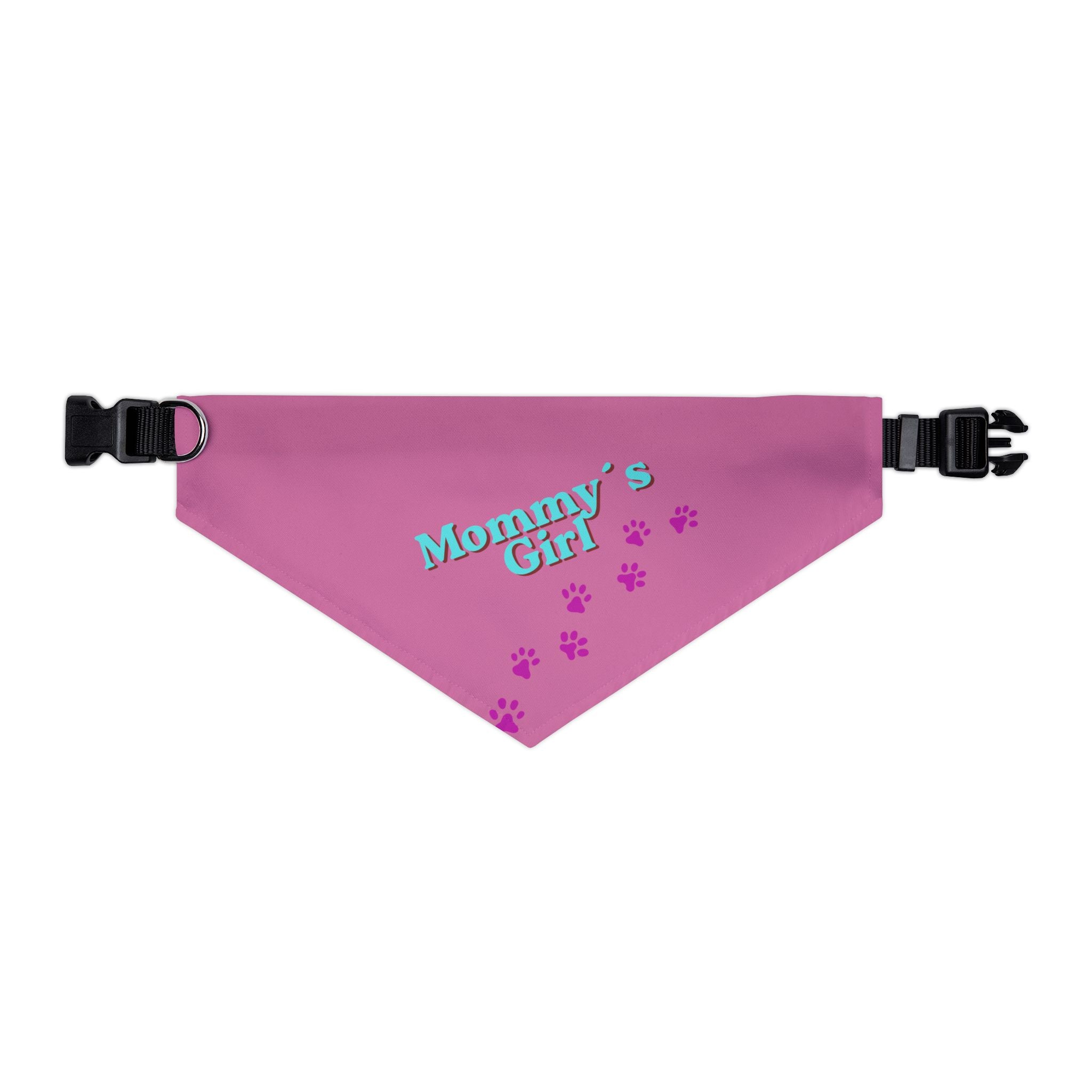 Dog Bandana Collar — "Mommy's Girl" Pink Paw-Print Pet Bandana