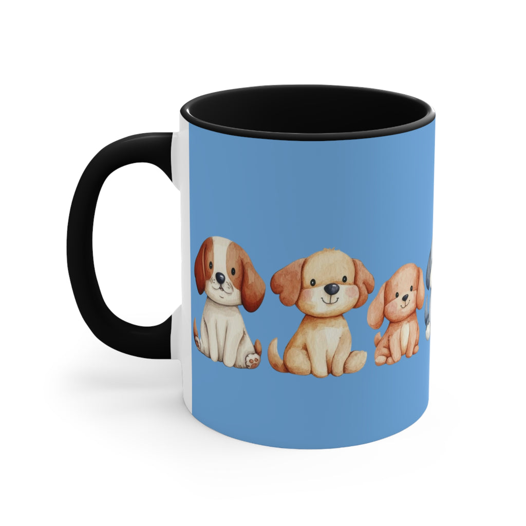 Cute Puppy Pattern Accent Mug — 11oz Colorful Dog Coffee Cup