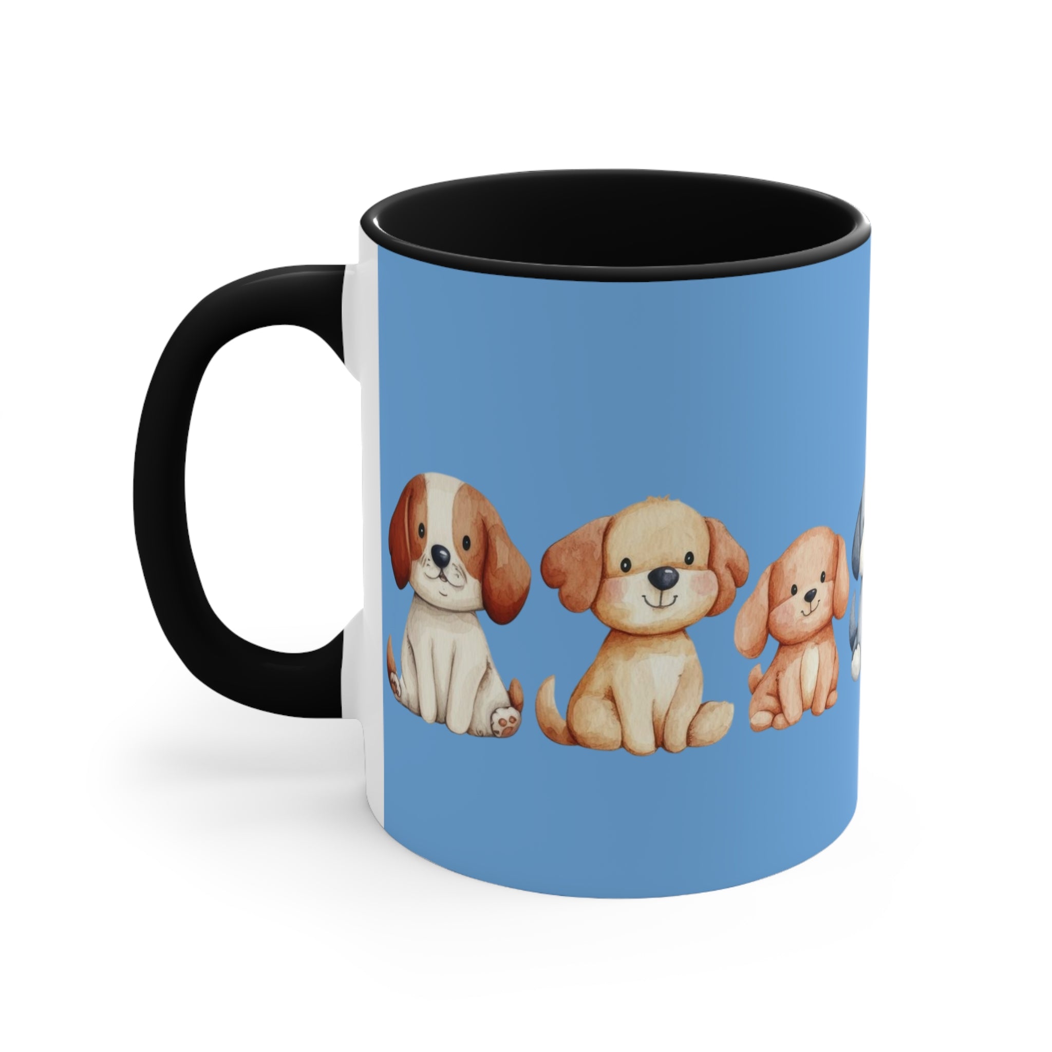 Cute Puppy Pattern Accent Mug — 11oz Colorful Dog Coffee Cup