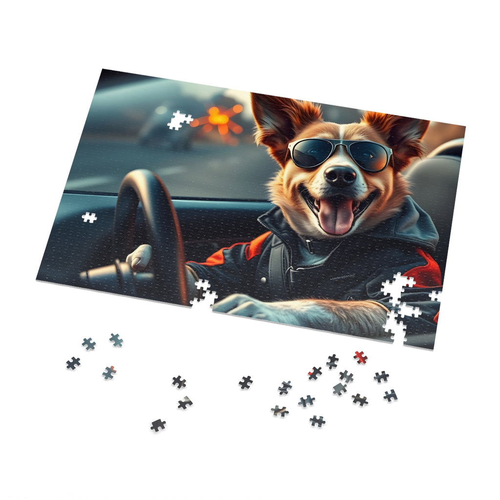 Corgi Driving Jigsaw Puzzle with Tin — Funny Dog Behind the Wheel | Dog Lover Gift