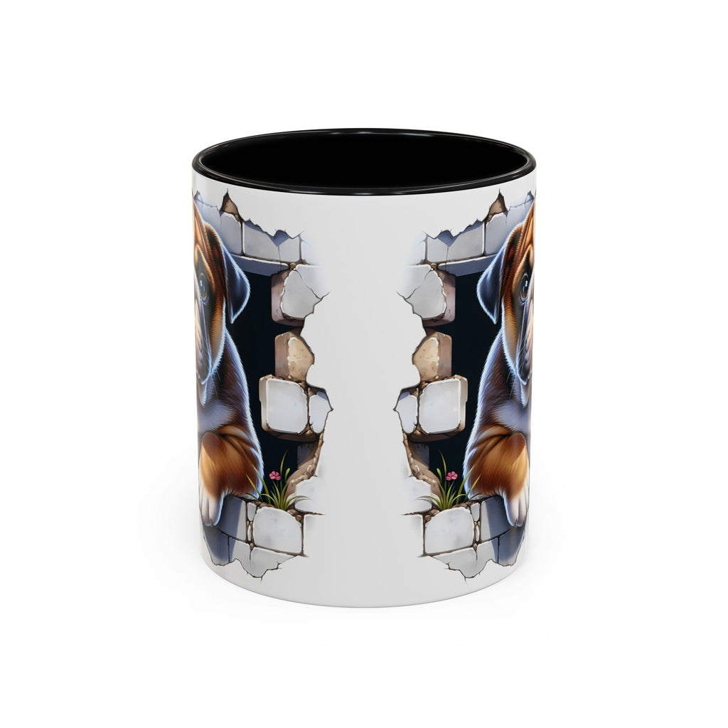 Bulldog Peek-A-Boo Accent Coffee Mug — Cute English Bulldog Coffee Cup (11/15 oz)