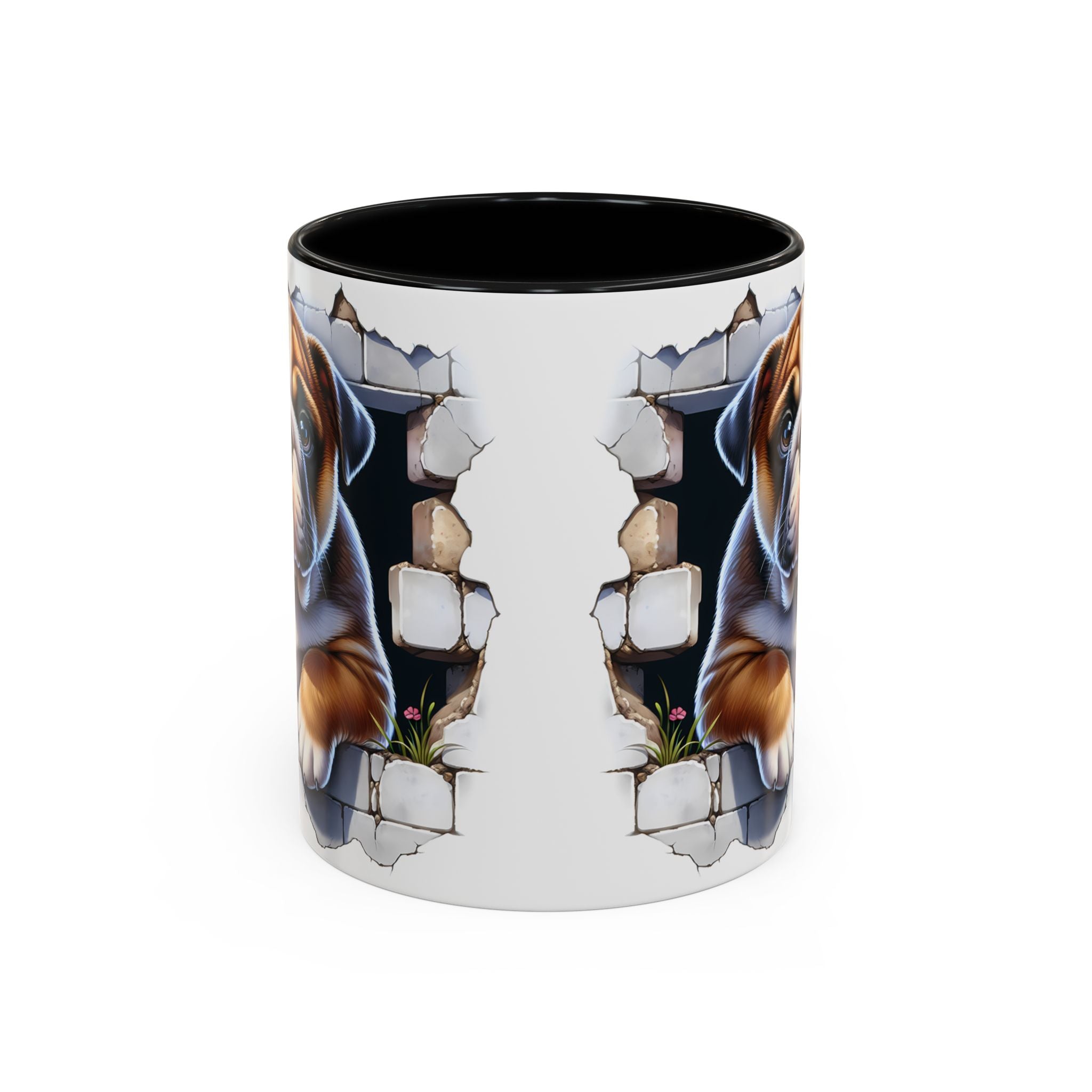 Bulldog Peek-A-Boo Accent Coffee Mug — Cute English Bulldog Coffee Cup (11/15 oz)