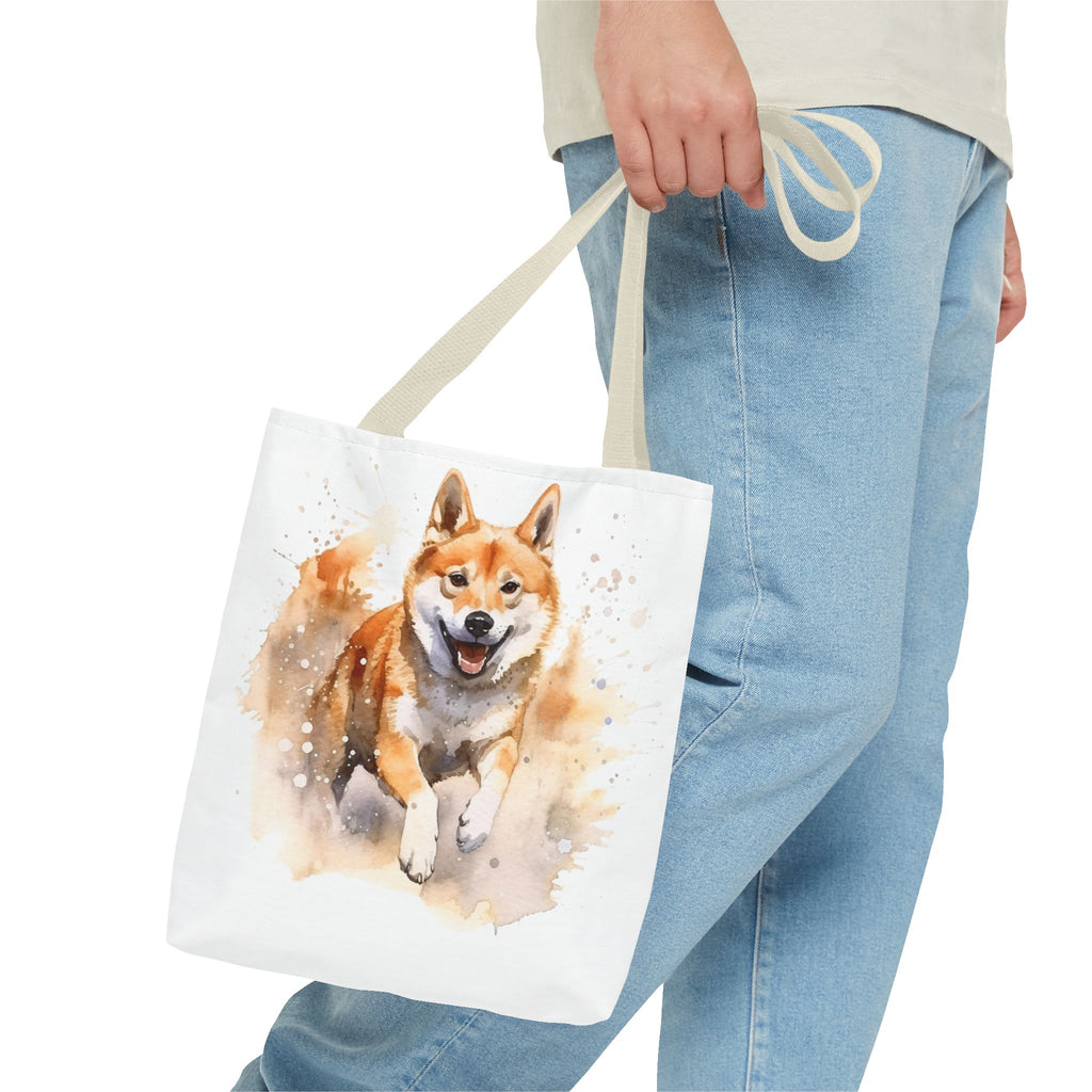Shiba Inu Watercolor Tote Bag – Cute Running Dog All-Over Print