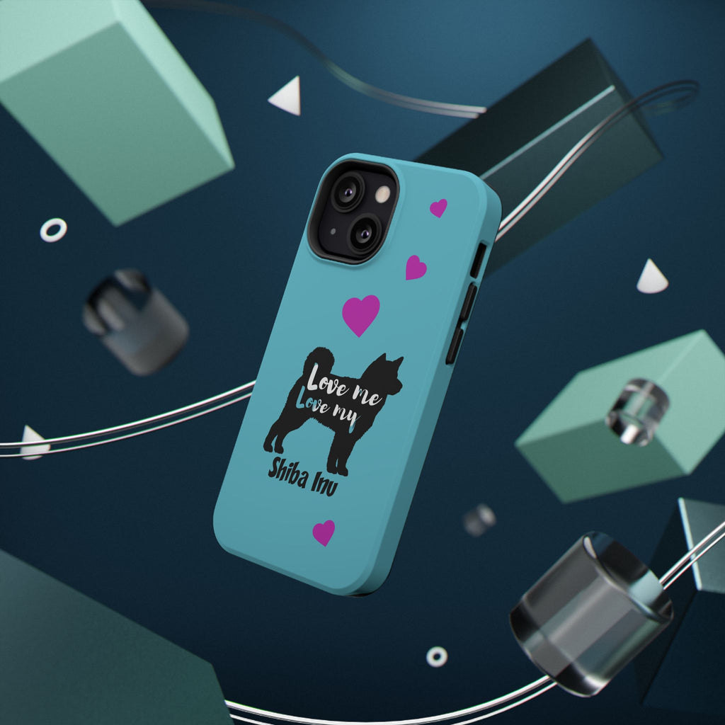 Shiba Inu Phone Case – "Love Me Love My Shiba Inu" Impact-Resistant Case, Cute Heart Design