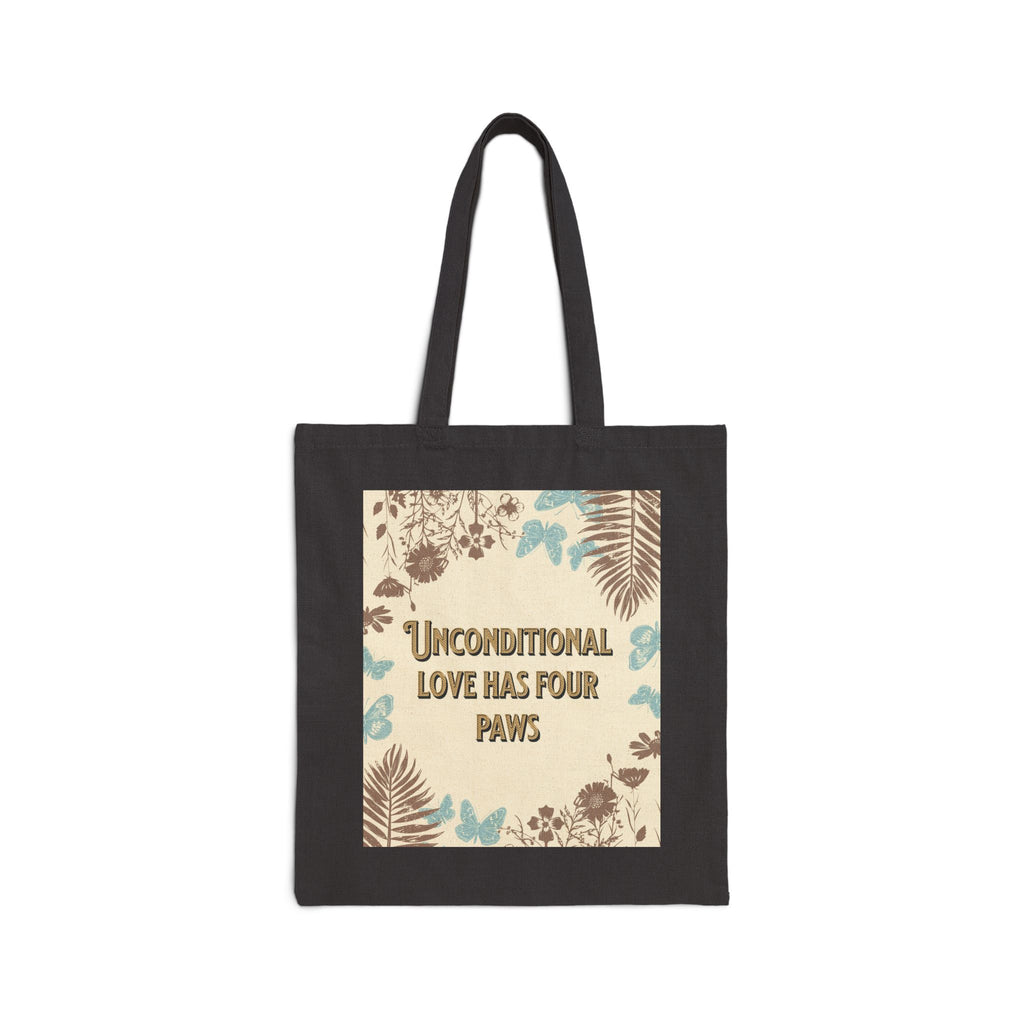 Tote Bag — "Unconditional Love Has Four Paws" Dog Portrait Canvas Tote