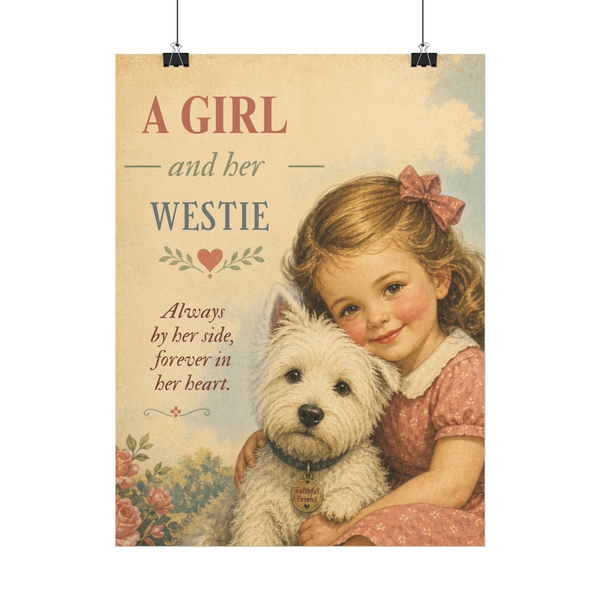 Westie Dog Poster — "A Girl and Her Westie" Vintage Art Print
