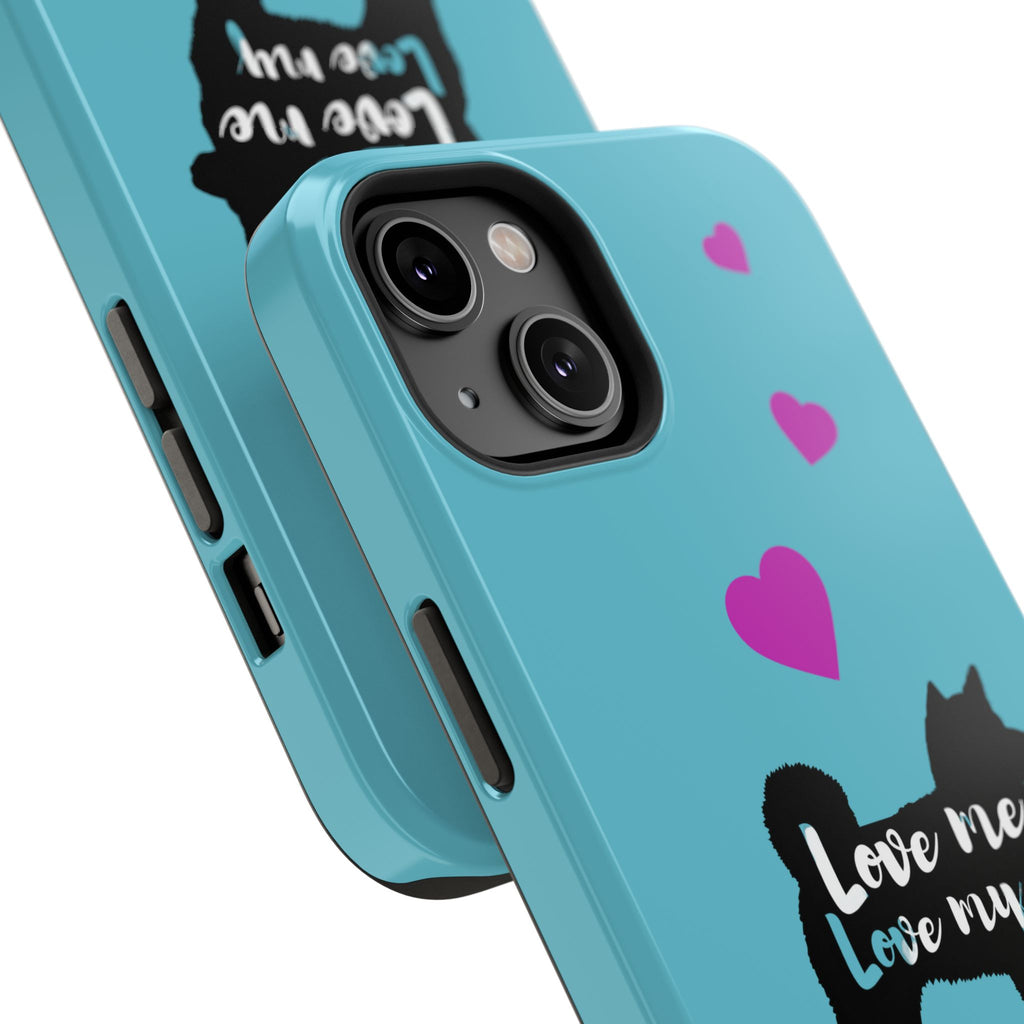 Shiba Inu Phone Case – "Love Me Love My Shiba Inu" Impact-Resistant Case, Cute Heart Design