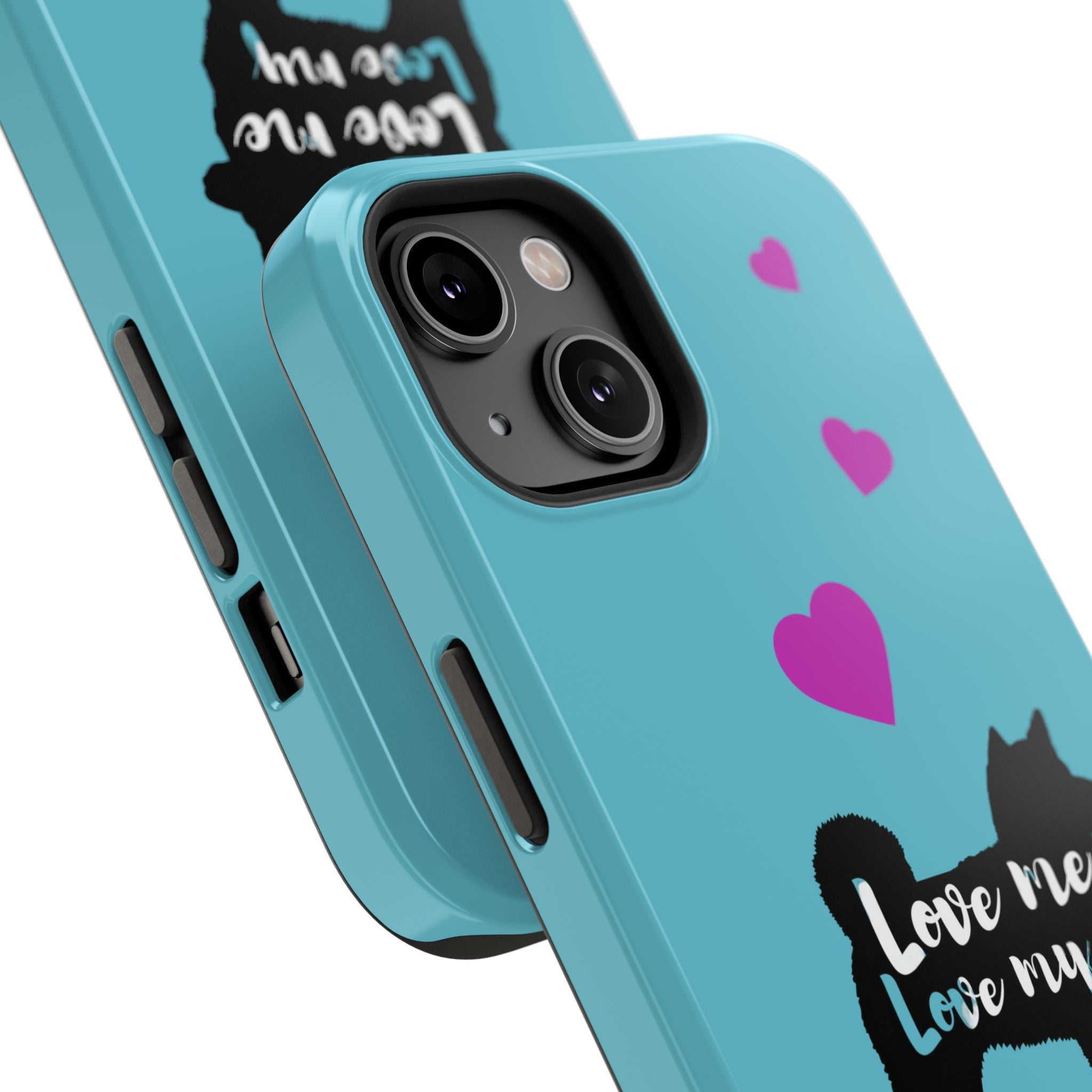Shiba Inu Phone Case – "Love Me Love My Shiba Inu" Impact-Resistant Case, Cute Heart Design