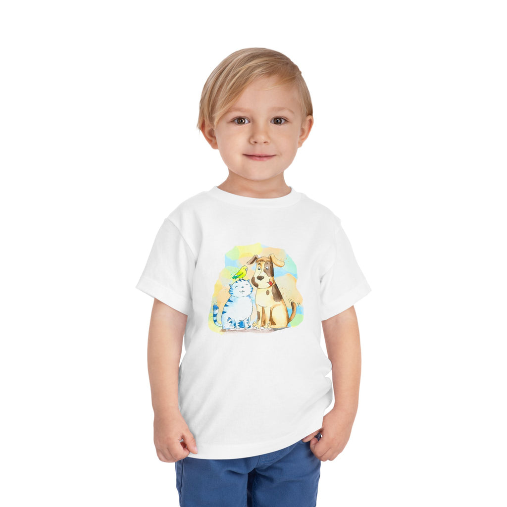 Toddler Tee — Cute Puppy & Kitten Watercolor Kids Shirt