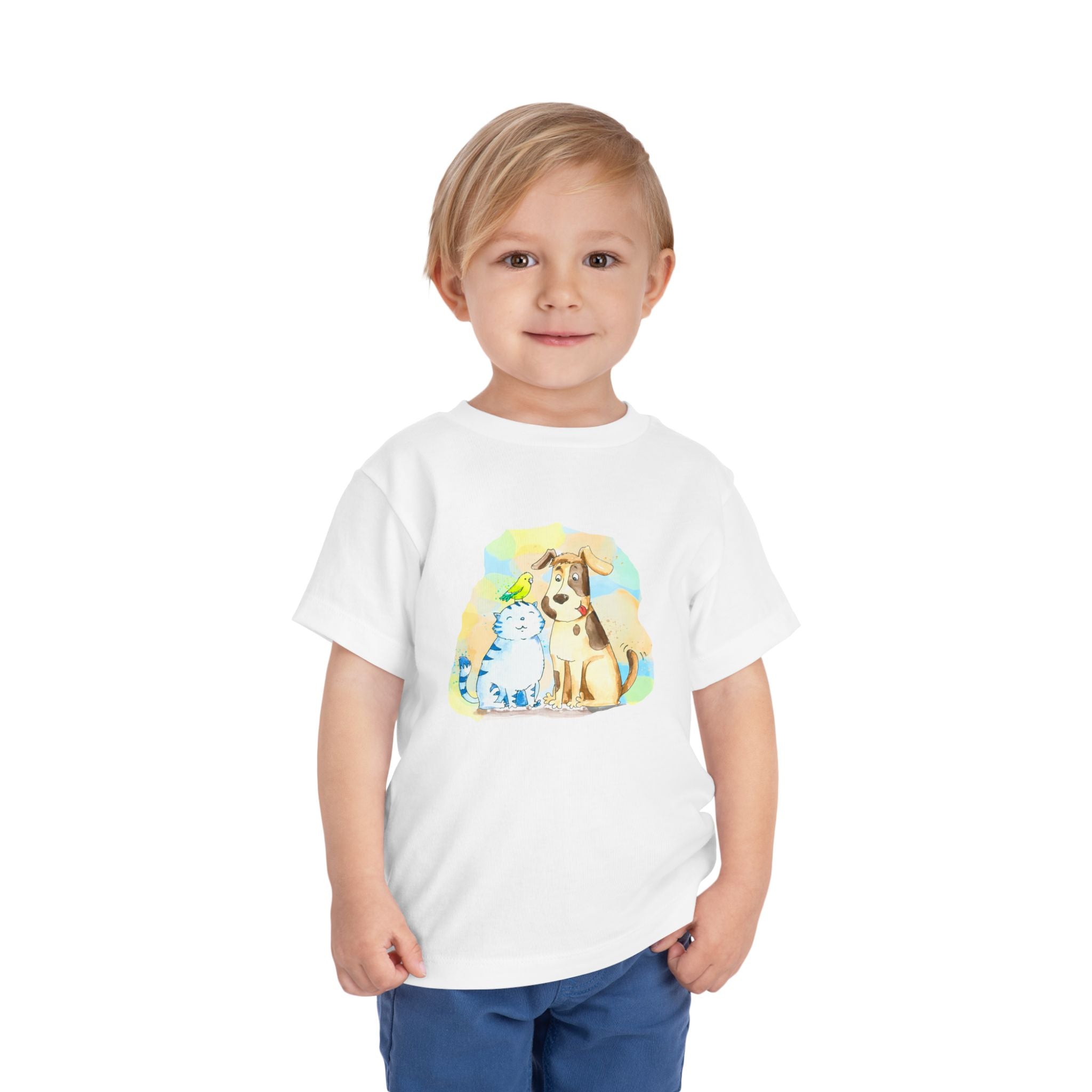 Toddler Tee — Cute Puppy & Kitten Watercolor Kids Shirt