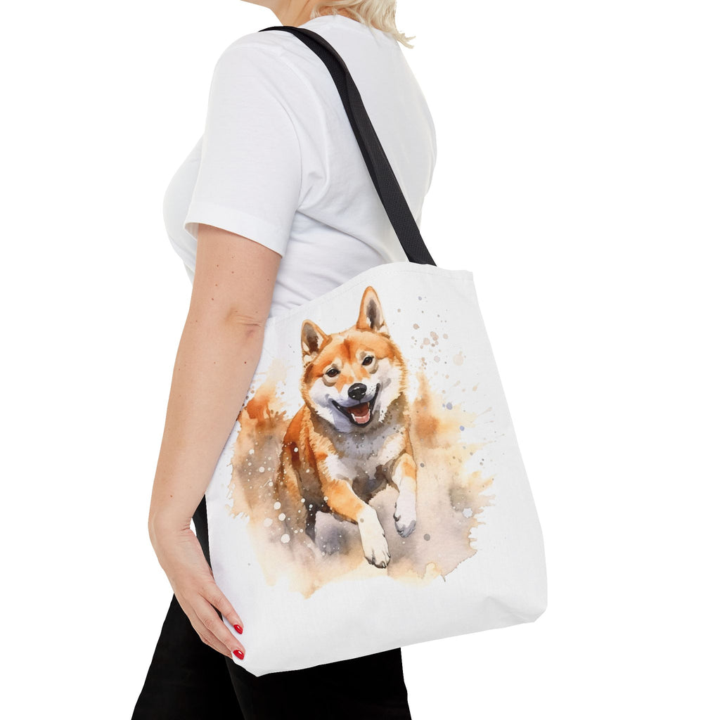 Shiba Inu Watercolor Tote Bag – Cute Running Dog All-Over Print