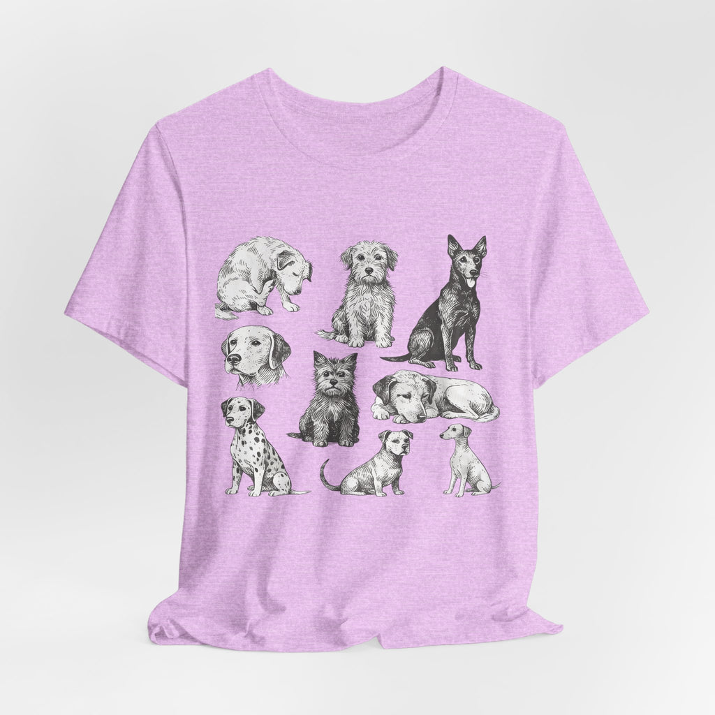 Dog Breed Sketches T-Shirt — Hand-Drawn Puppy Portraits Tee