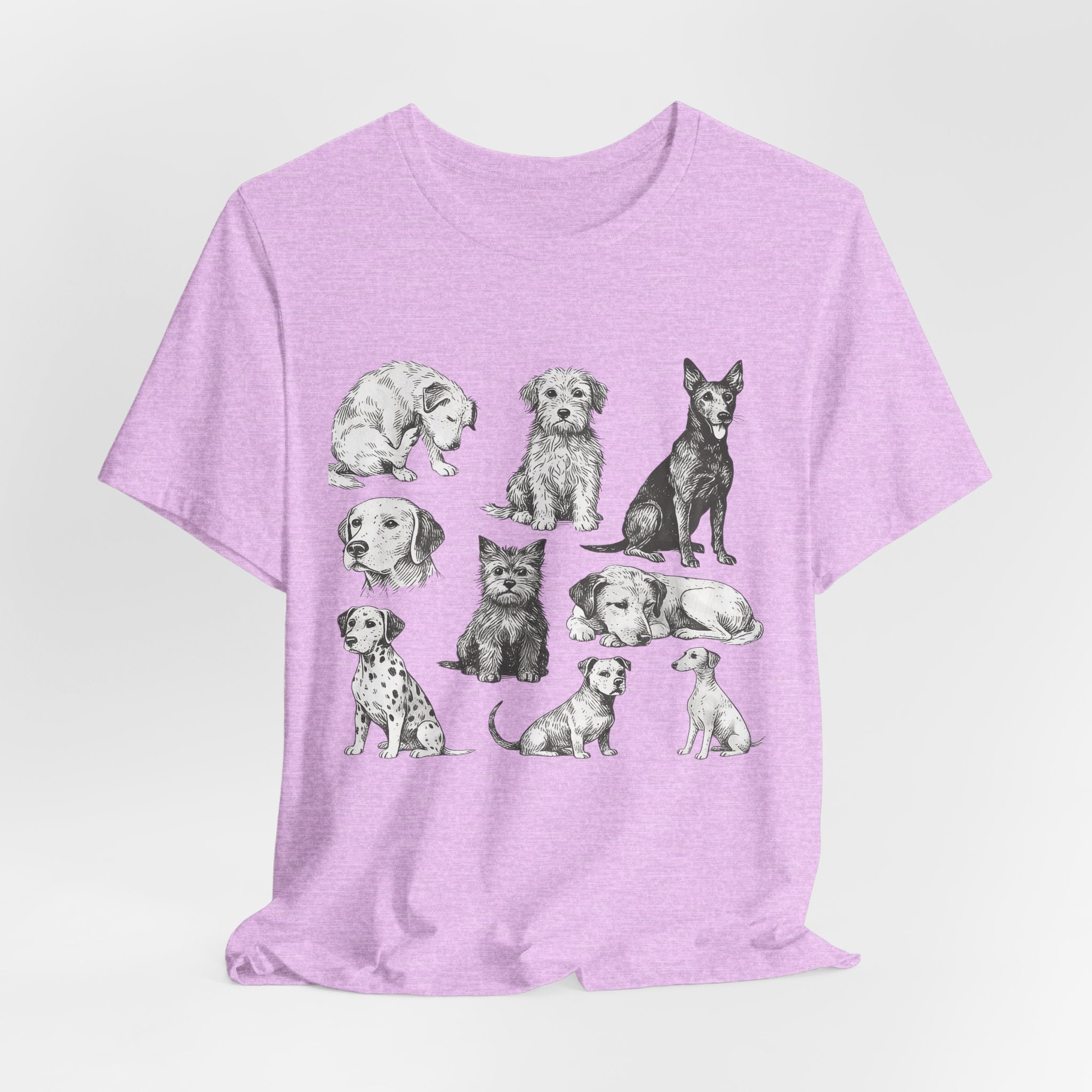 Dog Breed Sketches T-Shirt — Hand-Drawn Puppy Portraits Tee