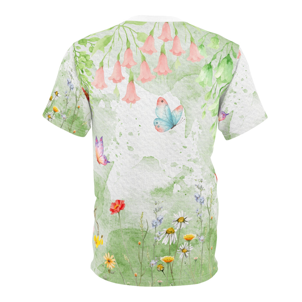 Puppy & Butterfly – Spring Garden All-Over Print T-Shirt