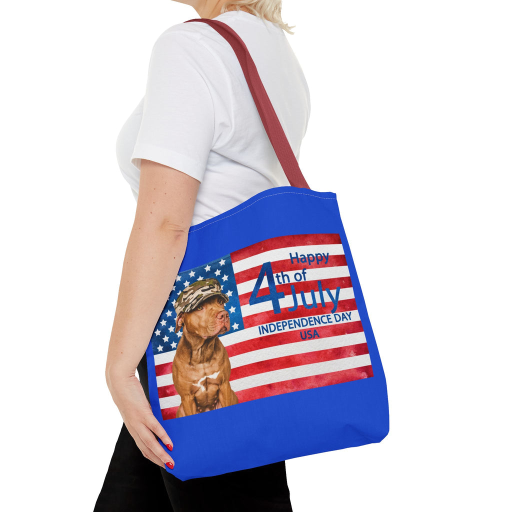 Independence Day Dog Tote Bag — Happy 4th of July USA Flag Tote