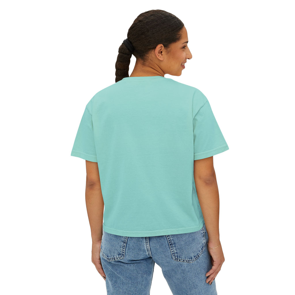 Women's Boxy Tee — Meditating Pug 'Inner Peace Begins With Four Words: Not My Fucking Problem' Graphic