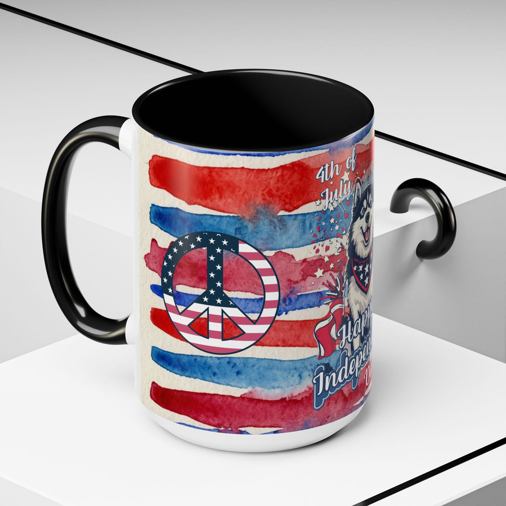 Independence Day Husky Coffee Mug — Happy 4th of July Patriotic Accent Mug (11/15oz)