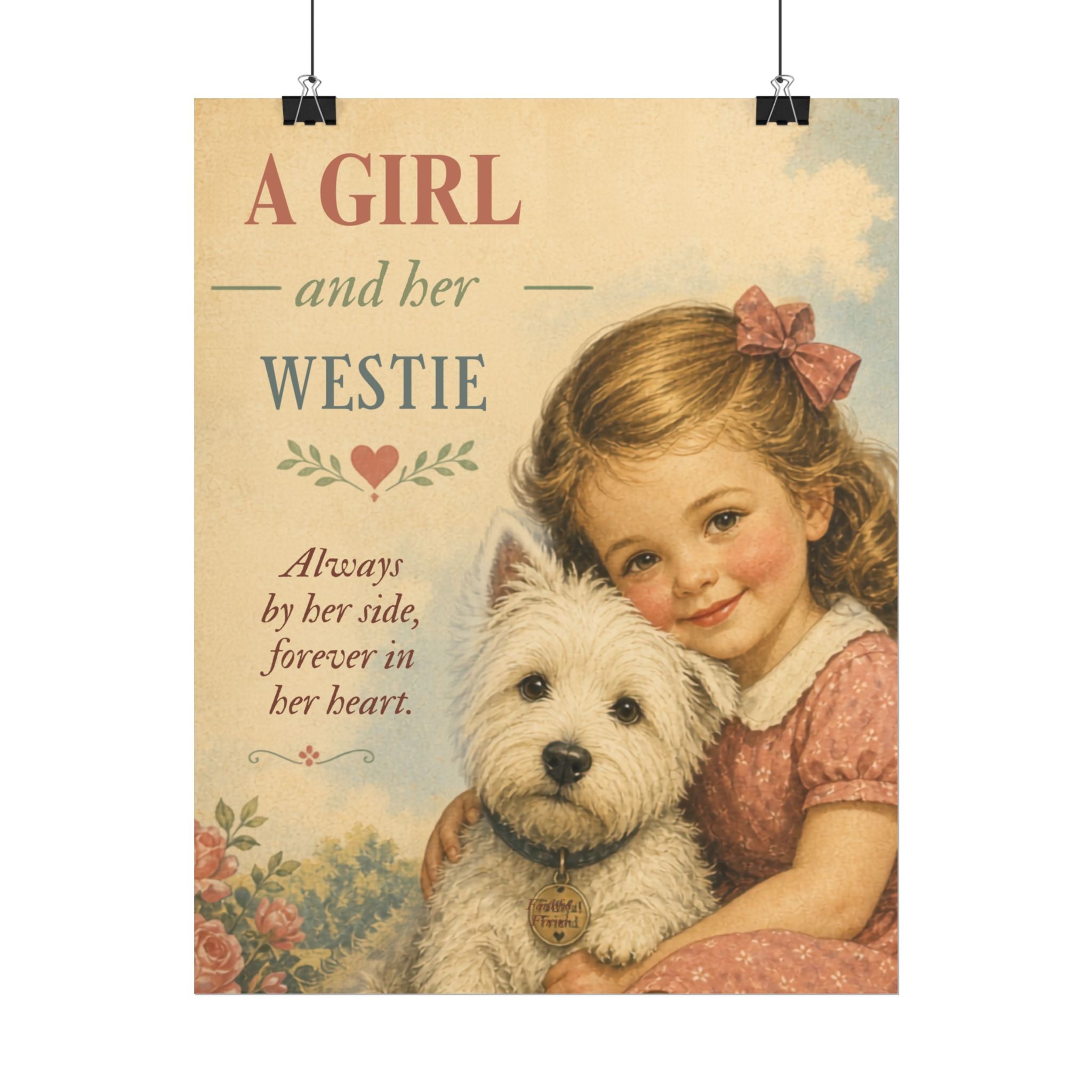 Westie Dog Poster — "A Girl and Her Westie" Vintage Art Print