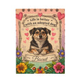 Personalized Dog Portrait Blanket — Hearts & Flowers Adopted Dog | Custom Name & Photo