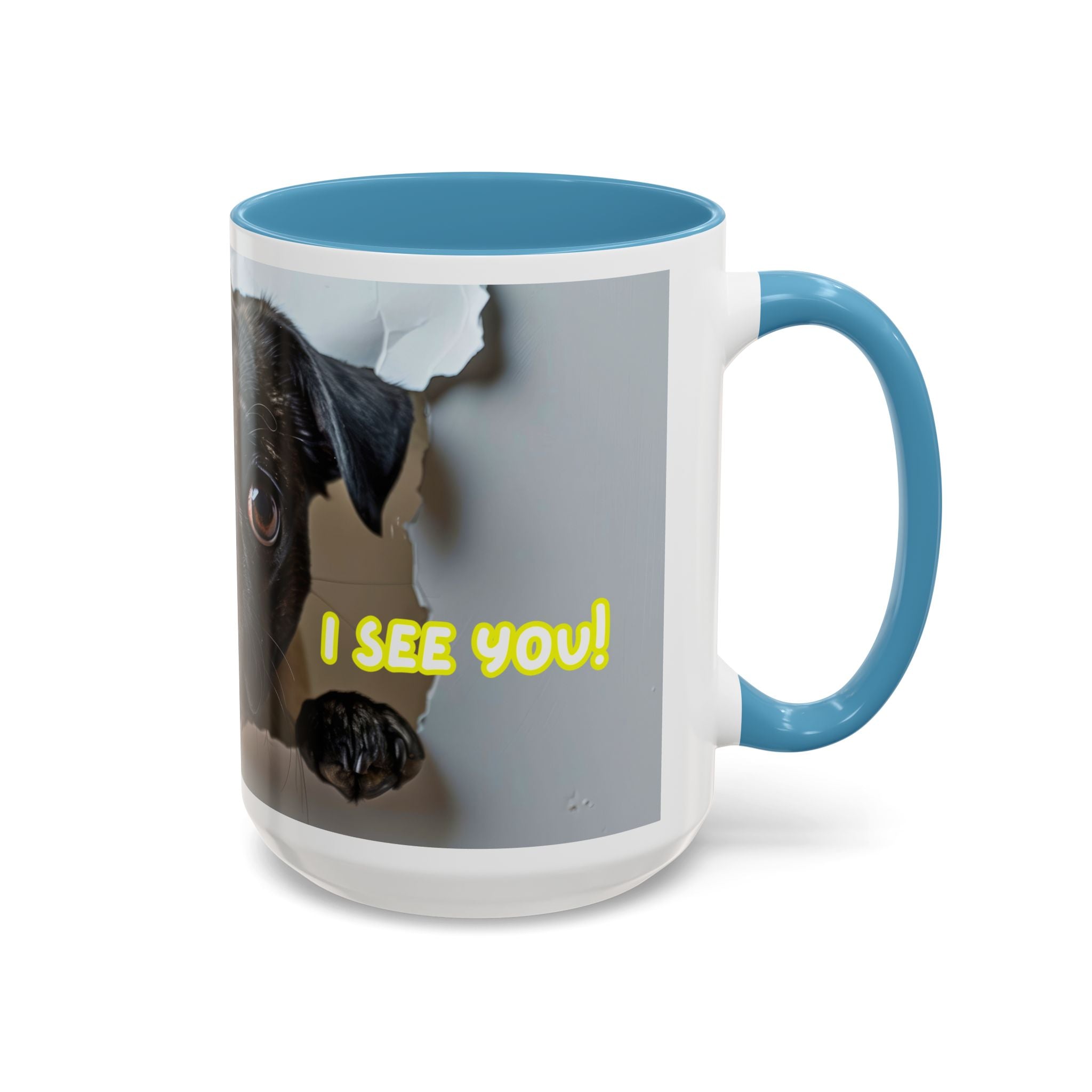 Pug “I See You!” Accent Coffee Mug — Cute Dog Lover Gift (11/15 oz)