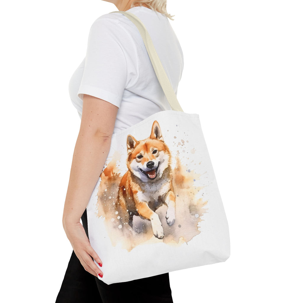 Shiba Inu Watercolor Tote Bag – Cute Running Dog All-Over Print