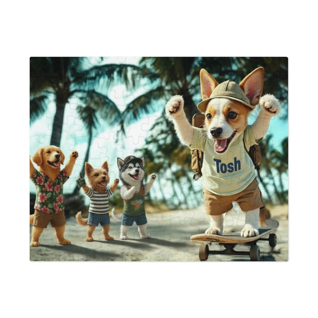 Beach Dogs Jigsaw Puzzle with Tin — Jack Russell Terrier Skateboard | Dog Lover Gift