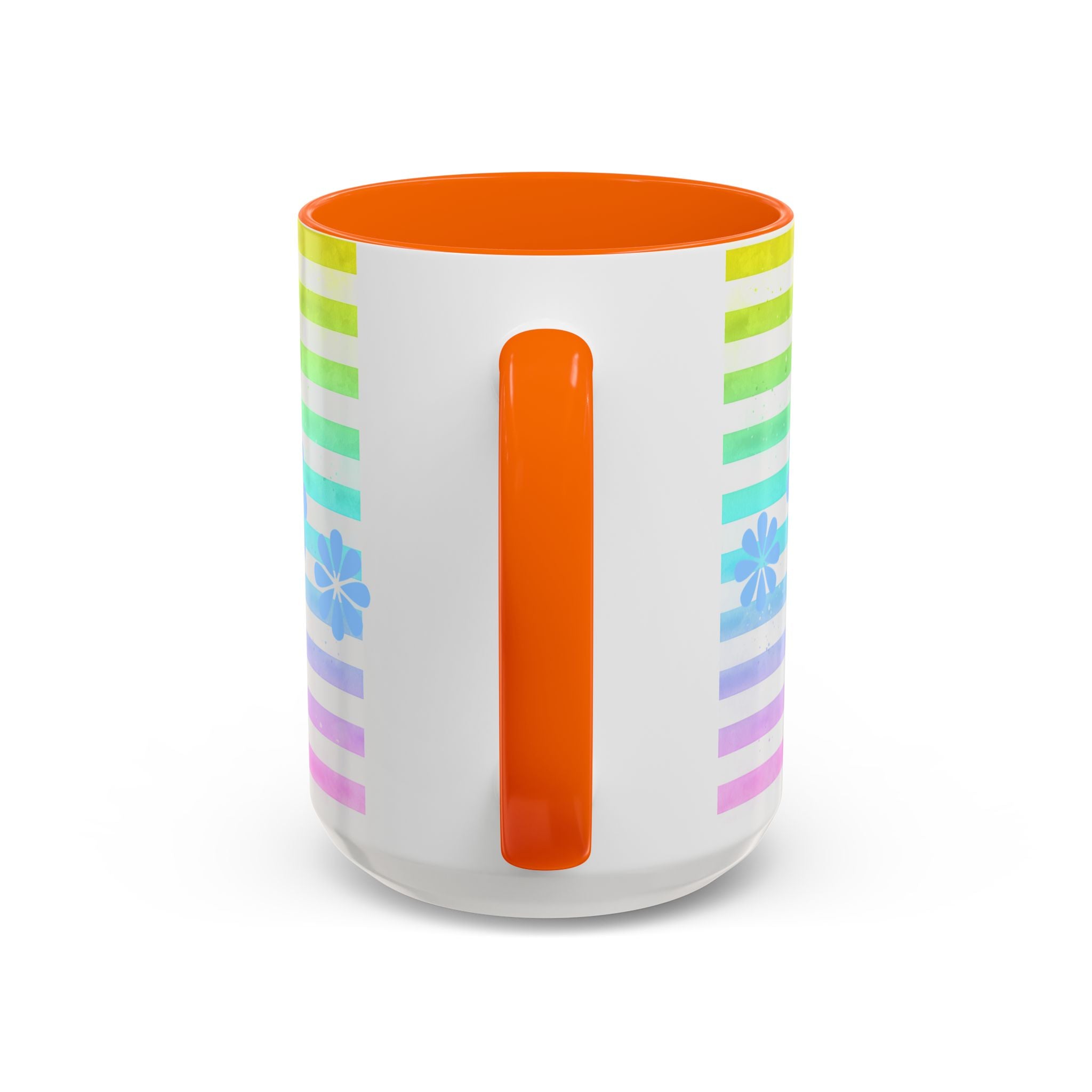 West Highland Terrier Coffee Mug — Cute White Pup on Rainbow Stripes (Accent Mug 11/15oz)