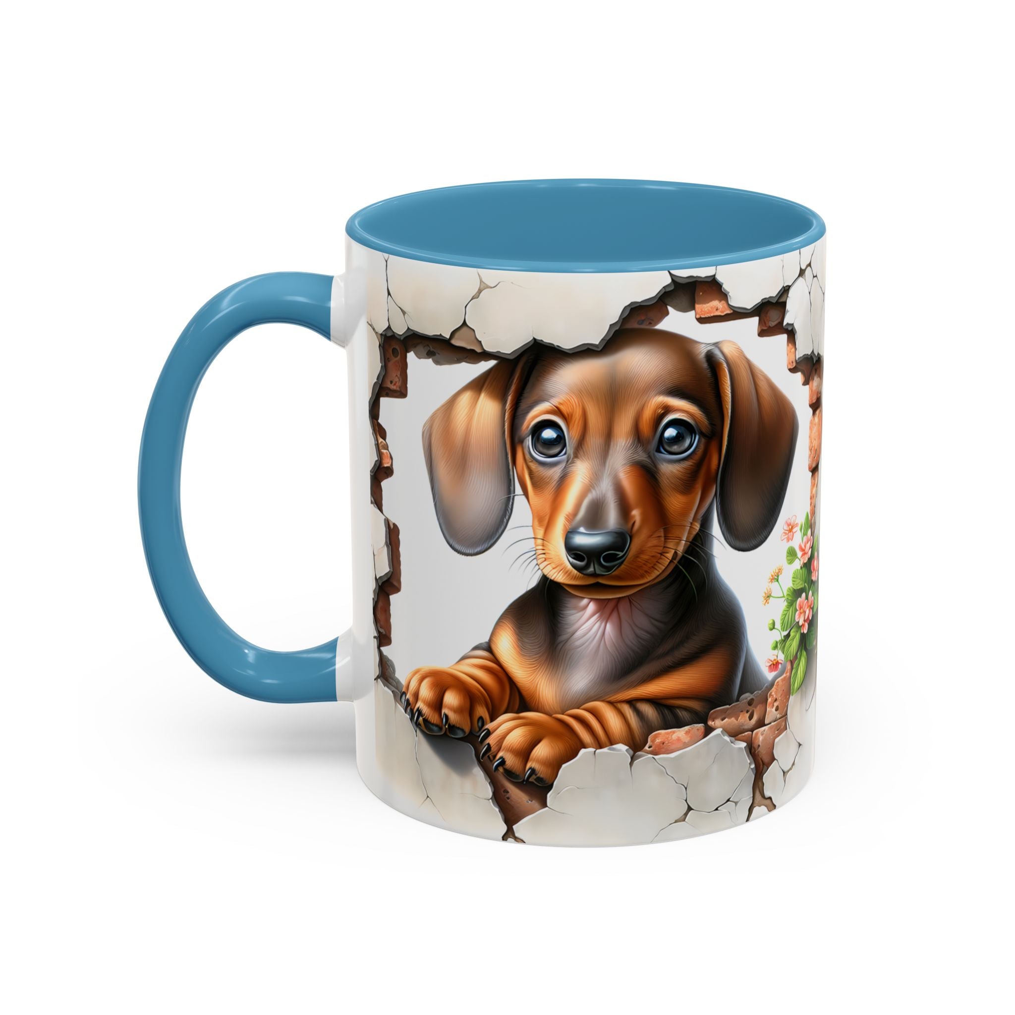 Dachshund Peek-A-Boo Accent Coffee Mug — Cute Puppy Dog Gift (11/15oz)