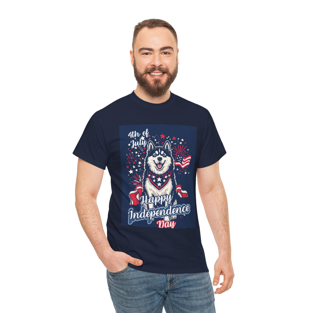 4th of July Husky T-Shirt – Happy Independence Day Patriotic Dog Tee