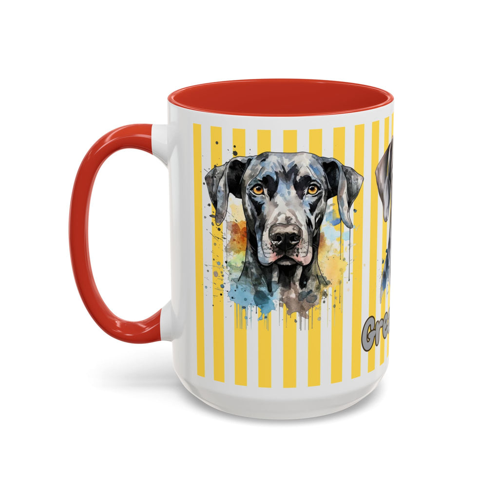 Personalised Dog Accent Coffee Mug — Yellow Striped Dog Lover Gift (11/15 oz)