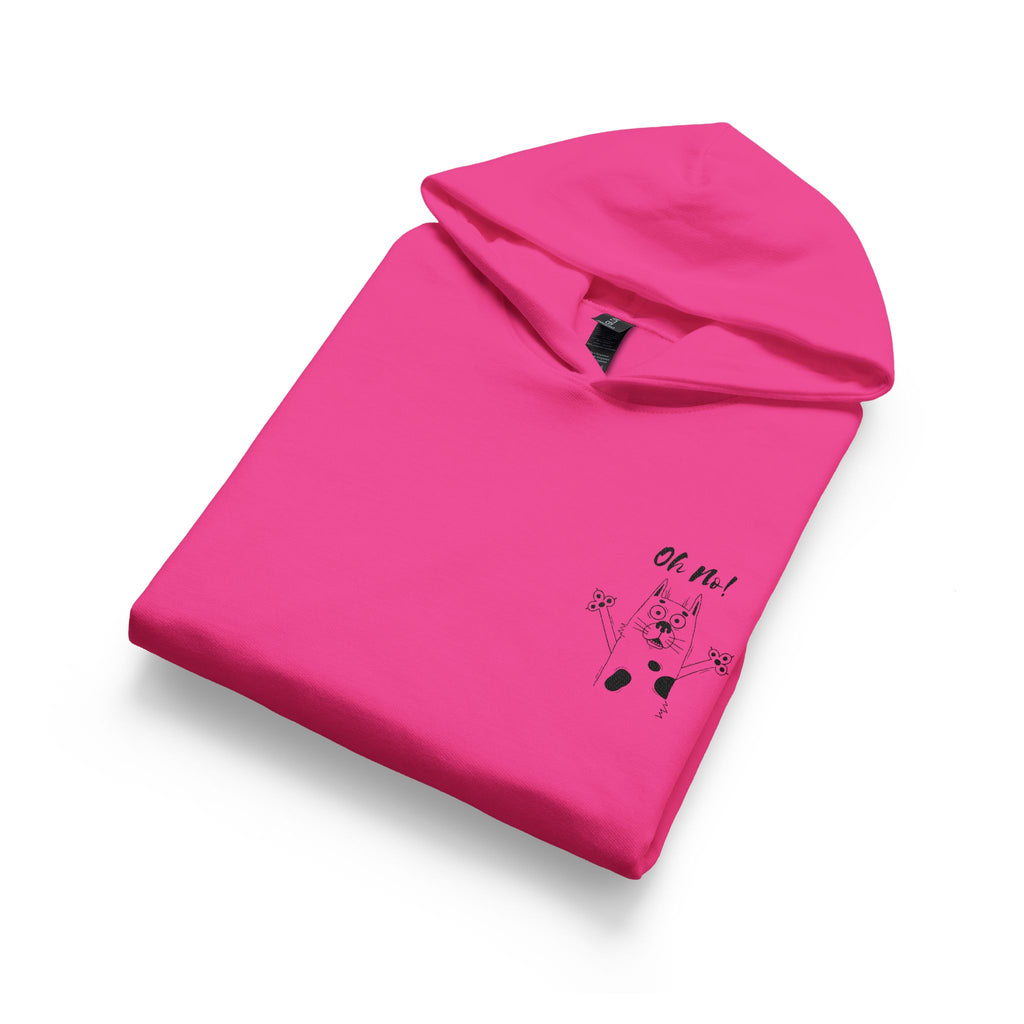 Youth Hoodie — Cute Cartoon Dog Design with "Oh No" Pocket Graphic