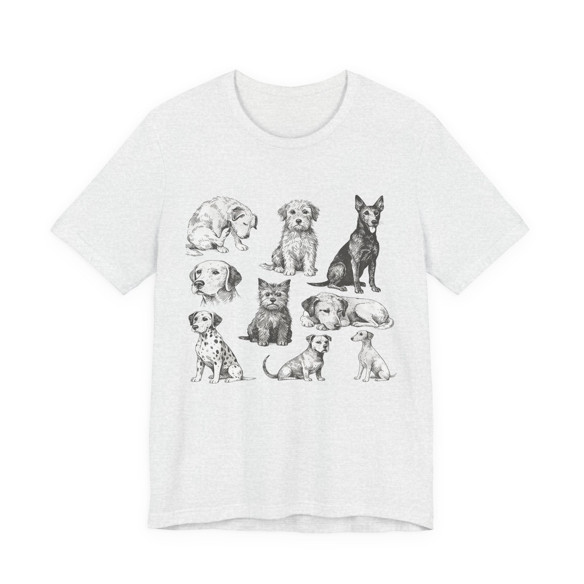 Dog Breed Sketches T-Shirt — Hand-Drawn Puppy Portraits Tee