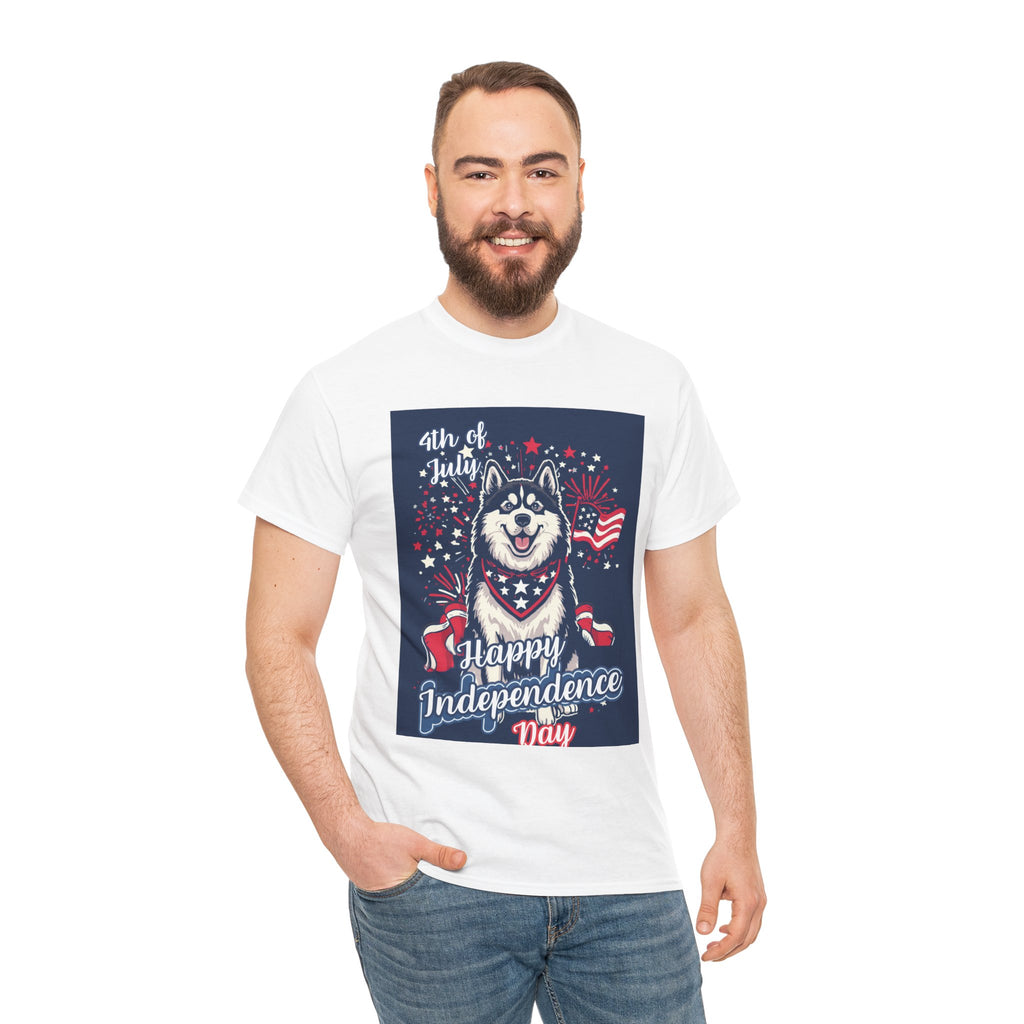 4th of July Husky T-Shirt – Happy Independence Day Patriotic Dog Tee