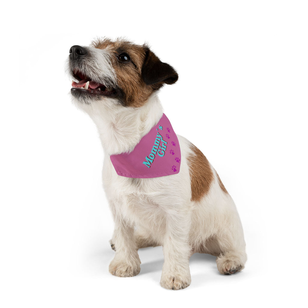 Dog Bandana Collar — "Mommy's Girl" Pink Paw-Print Pet Bandana