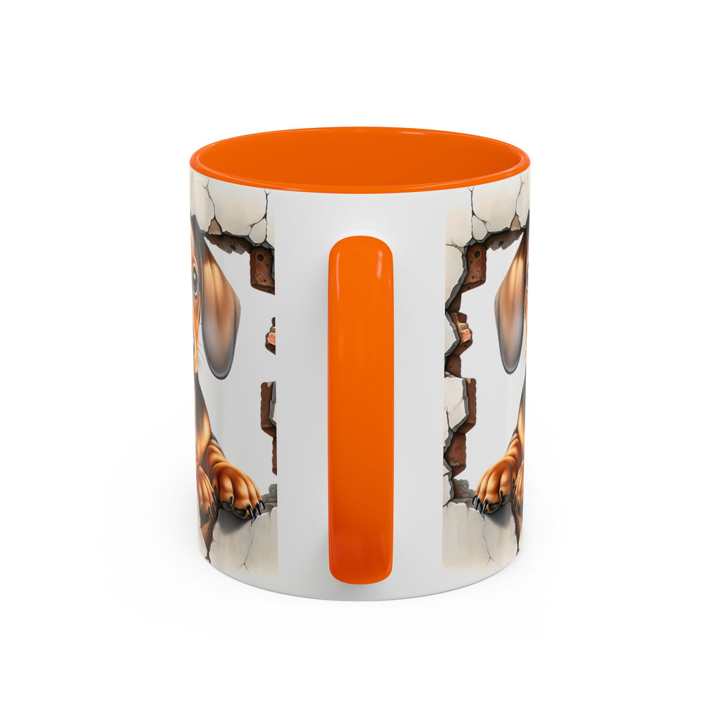 Dachshund Peek-A-Boo Accent Coffee Mug — Cute Puppy Dog Gift (11/15oz)