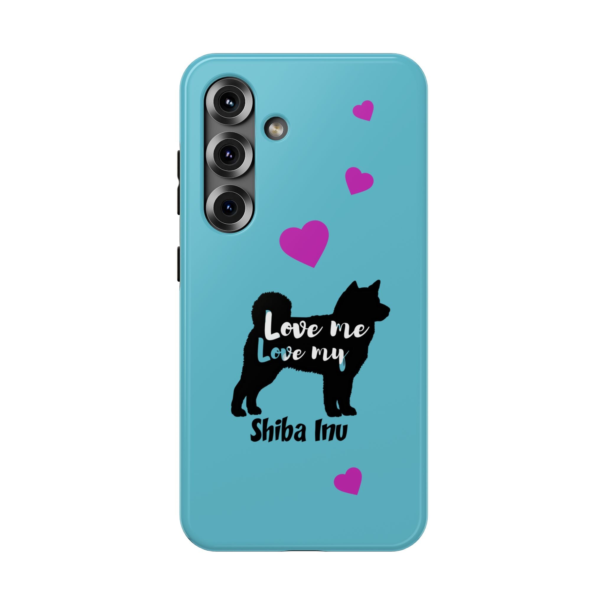 Shiba Inu Phone Case – "Love Me Love My Shiba Inu" Impact-Resistant Case, Cute Heart Design