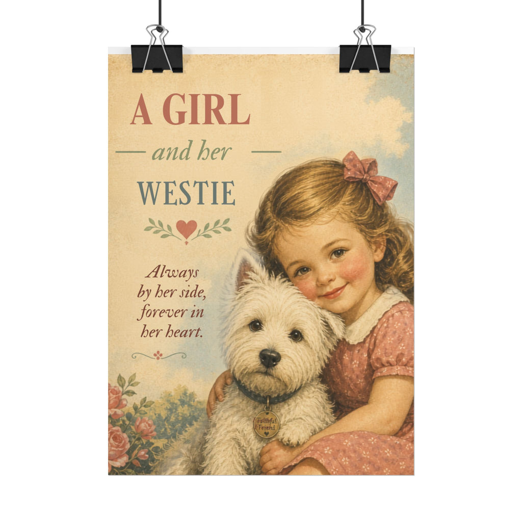 Westie Dog Poster — "A Girl and Her Westie" Vintage Art Print